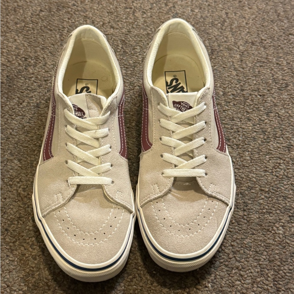 Vans Cream and Maroon Casual Sneakers